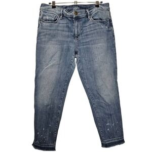 Loft Relaxed Skinny‎ Jean Cropped Medium Wash Denim Raw hem Size 10